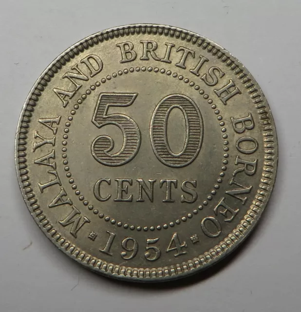 Malaya & British Borneo 50 Cents 1954 Copper-Nickel KM#4.1