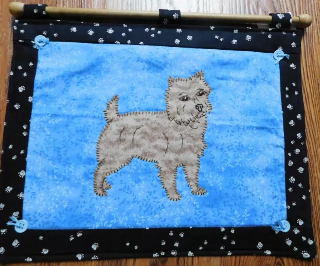 Handmade Cairn Terrier Dog Hand Stitched Wall Hanging