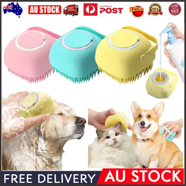 1/2 Pet Massage Bath Brush Dog Cat Shampoo Dispenser Silicone Scrubber Wash Tool