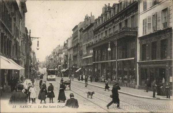 France Nancy La Rue Saint-Dizier Postcard 5c stamp Vintage Post Card