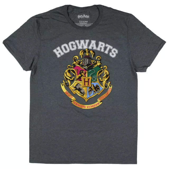 HARRY POTTER MEN'S Hogwarts Crest Heather Grey Graphic Logo T-Shirt $9. ...