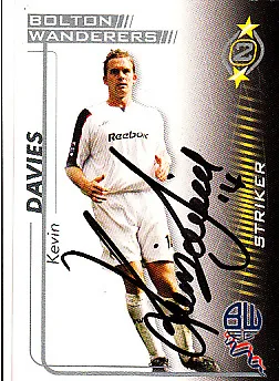 Bolton Wanderers F.C Kevin Davies Hand 05/06 Premiership Shoot Out Signed Card.