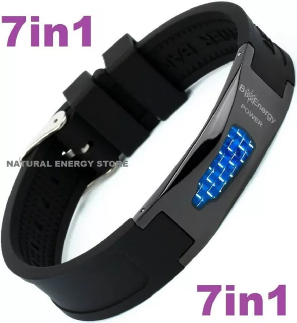 TITANIUM Magnetic Energy Armband Power Bracelet Health Bio 7in1 Bio Black 25