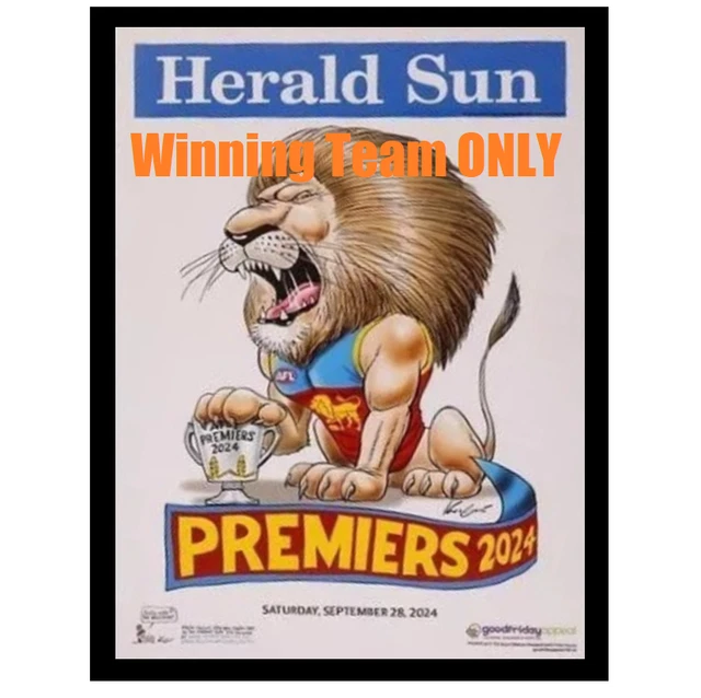 BRISBANE LIONS 2024 Afl Premiers Grand Final Premiership Mark Poster