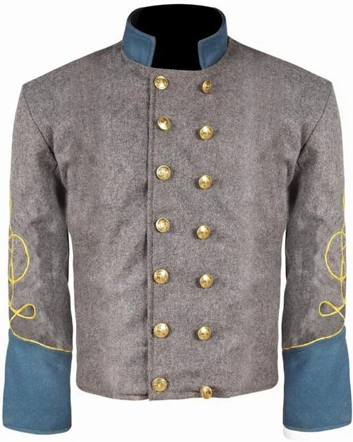 Civil War US Lt's 1 Braid Grey Wool Jacket with Solid blue Cuff  & Collar