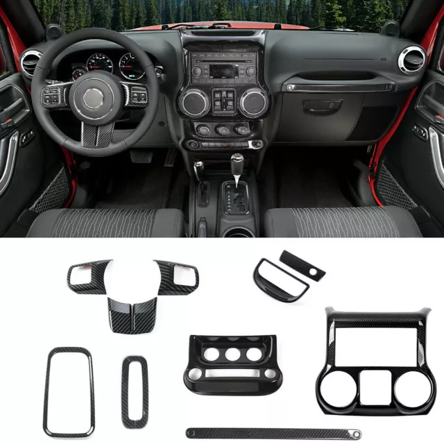 Carbon Fiber Inner Decor Trim Cover For Jeep Wrangler JK Unlimited Accessories