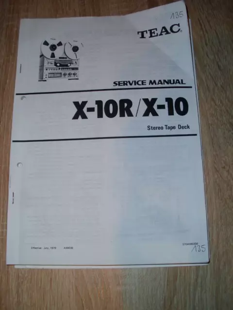 Reparatur Schaltbild, Service Manual Anleitung für Teac X-10 und X-10R