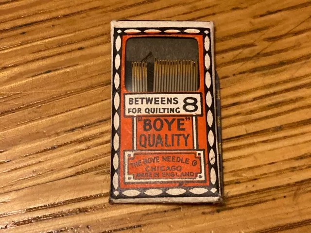 VTG  Antique Package BOYE Betweens for Quilting Gold Eye Sewing Needles 8