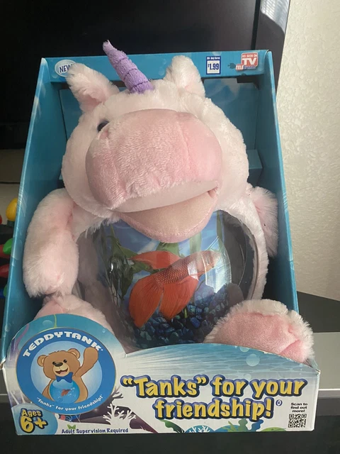 As Seen on TV Teddytank Plush Unicorn Fish Tank Coin Bank NEW
