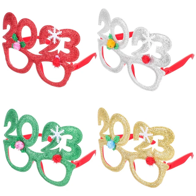 HONGNIX 12 PCS Lunette Noel, 3D Cartoon Lunettes De Fête De Noël Lunettes Créatives Lunettes Du
