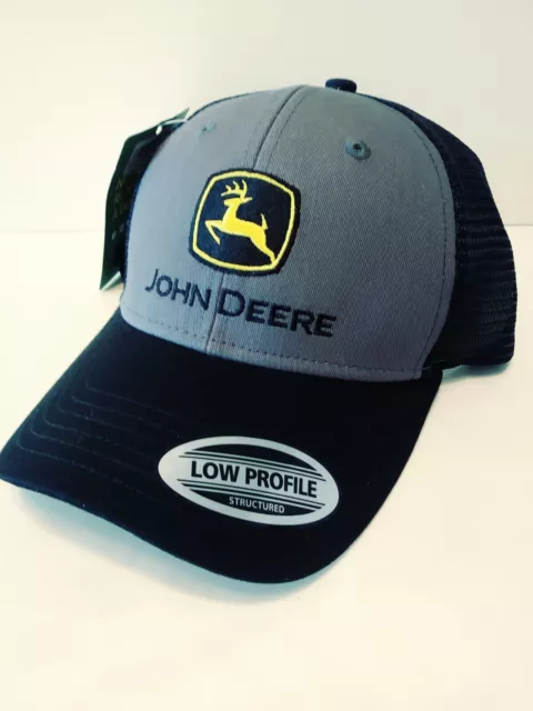 JOHN DEERE, Construction Snapback Hat Cap, Charcoal, Black Mesh, NEW WITH TAGS