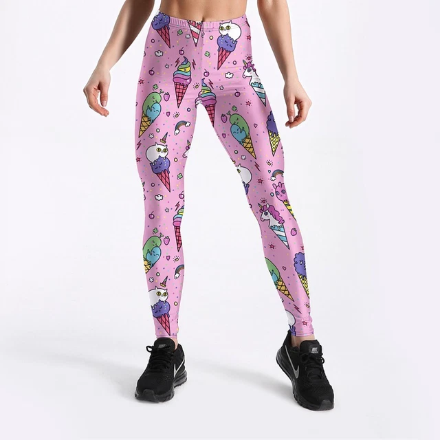 Leggings Donna Ragazze Pantaloni Yoga Sport Digitale Stampato in 3D Unicorni & Gelato