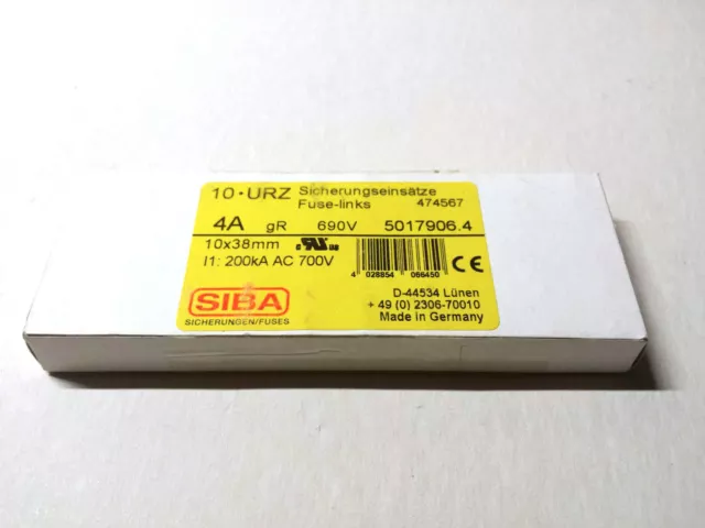 * FUSE FUSIBILE FUSIBILI 10X38 10 x 38 SIBA ULTRA RAPIDO 4A 700 V - 10 PEZZI - 3