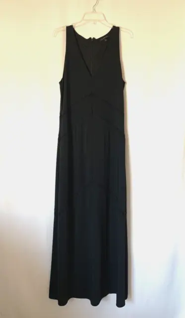 Banana Republic Womens Dress 14 Maxi Long Aline Black Sleeveless Stretch