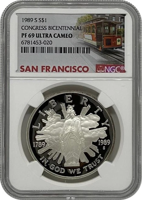 1989-S Congress Bicentennial Commemorative Proof Silver Dollar Coin NGC PF69 UC