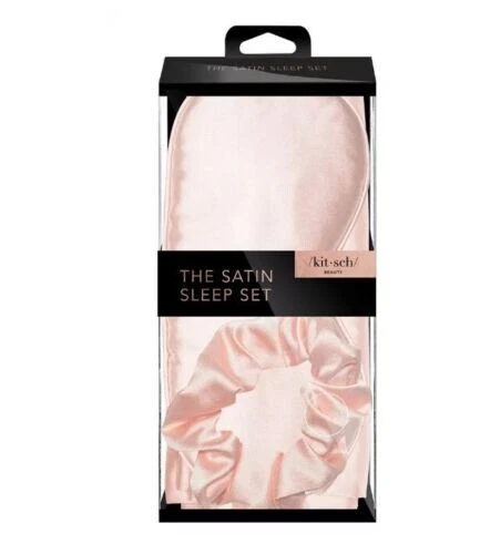 Kitsch The Satinado Juego de Dormir, Funda de Almohada Máscara para Ojos Srunchie, Rubor, Juego de 3 Piezas