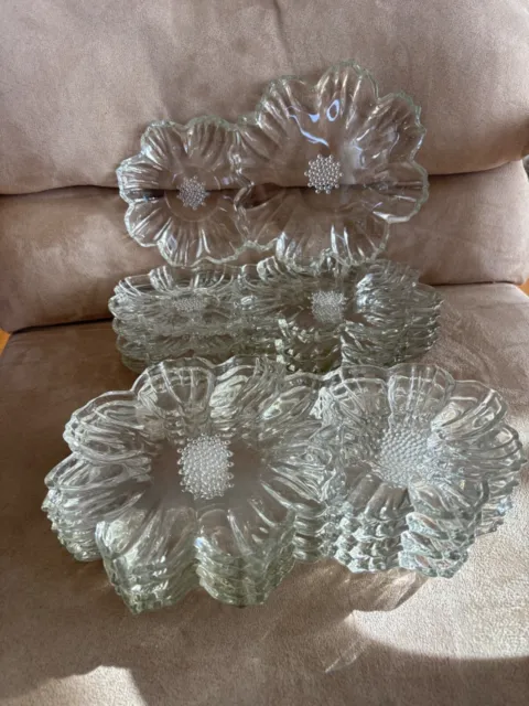 9 VTG 1960s Hazel Atlas CAPRI DOUBLE DAISY Federal Glass Snack Luncheon Plates