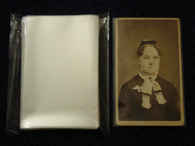 100 CDV Carte De Visite Photo SLEEVES Pack/Lot ARCHIVAL SAFE Quality 1.5mil Poly