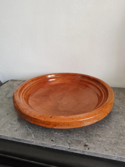 Grand & ancien plat à tajine en métal argenté - very large