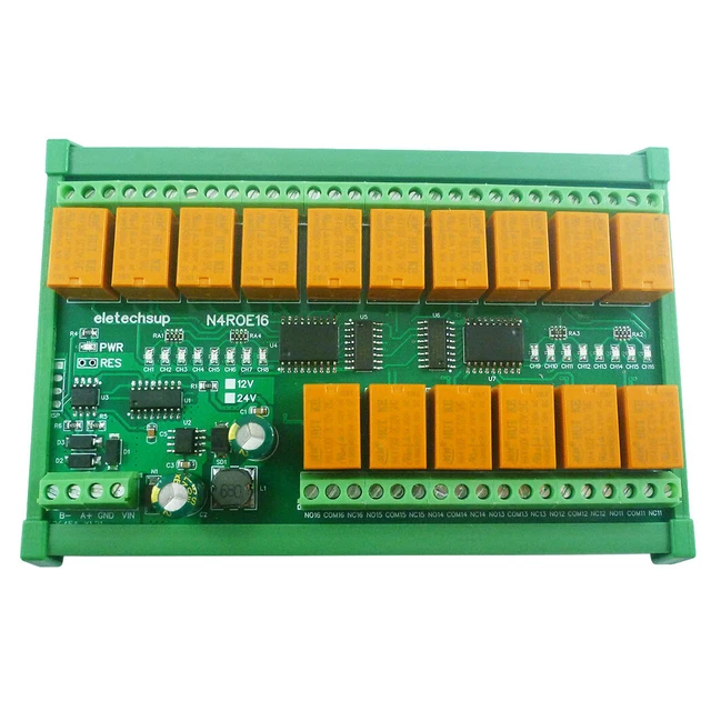 DC 12V 24V 16CH RS485 Rail Relay Module Modbus Rtu 3A Switch Digital ...