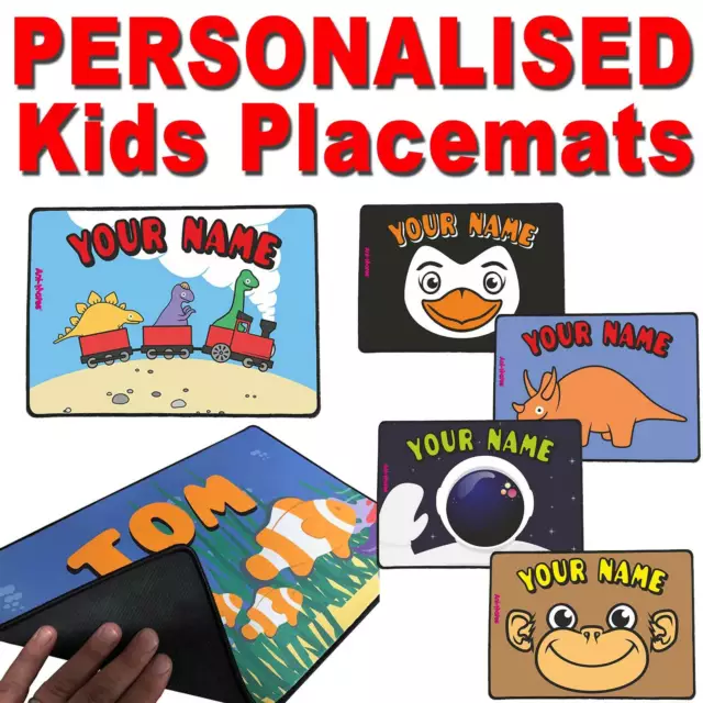Kid Placemat Personalised For Children dinner Washable table placemats Fun Gift