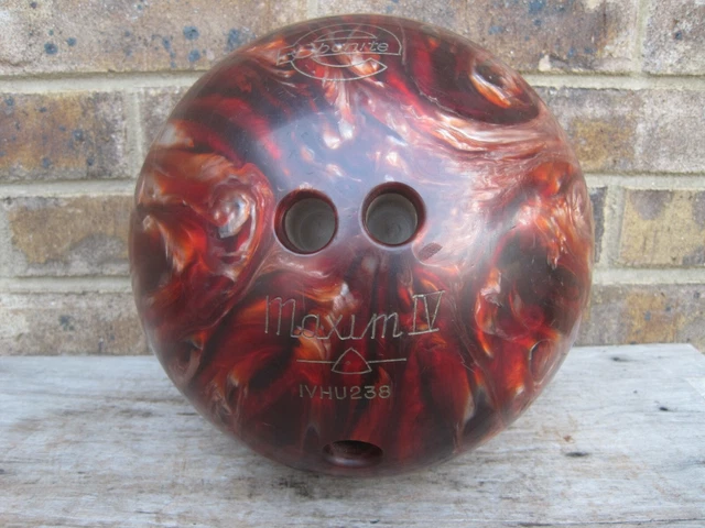 Vintage Ebonite Maxim 4 Red Swirl Bowling Ball 12LB, 3 1/4" Span, Ladies, Child