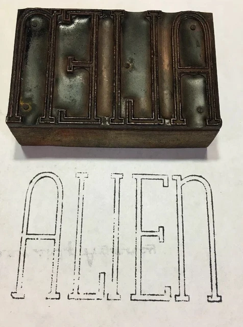 Vintage Printing Block Alien 3 1/4" x 2"