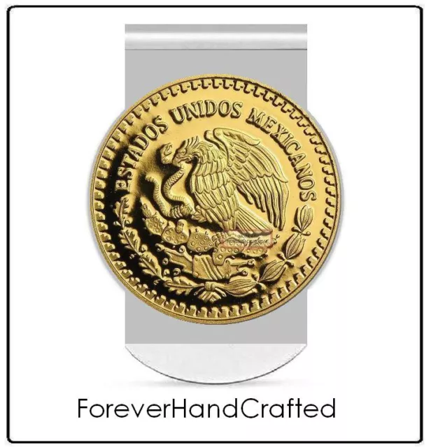 ForeverHandCrafted MEXICO EAGLE Money Clip - large gold mexican emblem coin