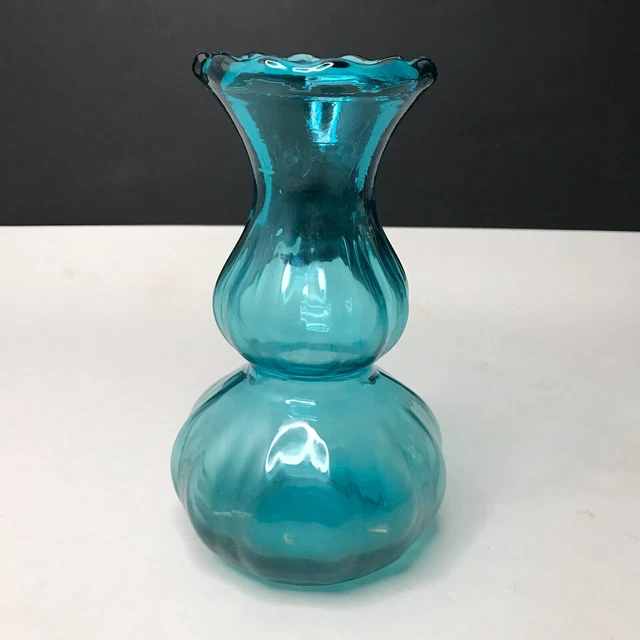VASE EN VERRE BLEU mid century ancien vintage EUR 30,00 PicClick FR