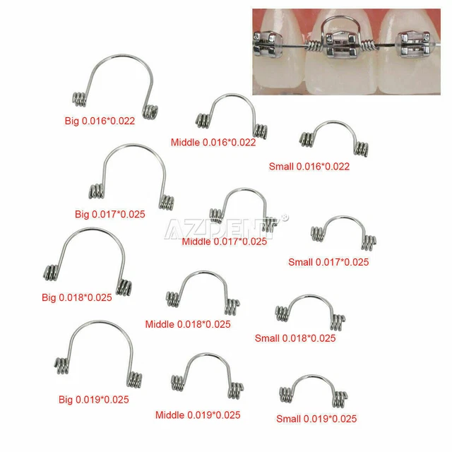 100pcs Dental Anterior Teeth Torque Rectangular Springs Small Middle Big AZDENT
