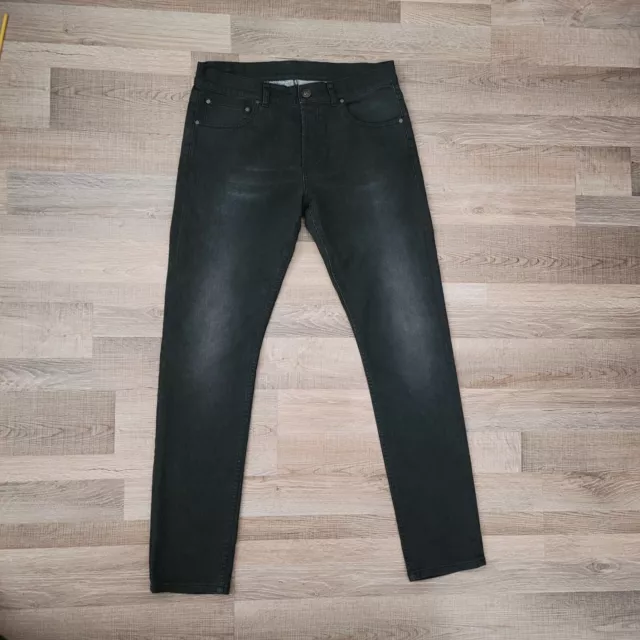 Alexander McQueen Slim Fit Jeans Men's 50 (34x33) Black Hide Patch Made In Italy