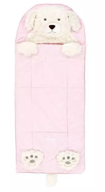 Pottery Barn Kids- Shaggy Puppy Sleeping Bag - Monogramed EMERSON - Pink Checked