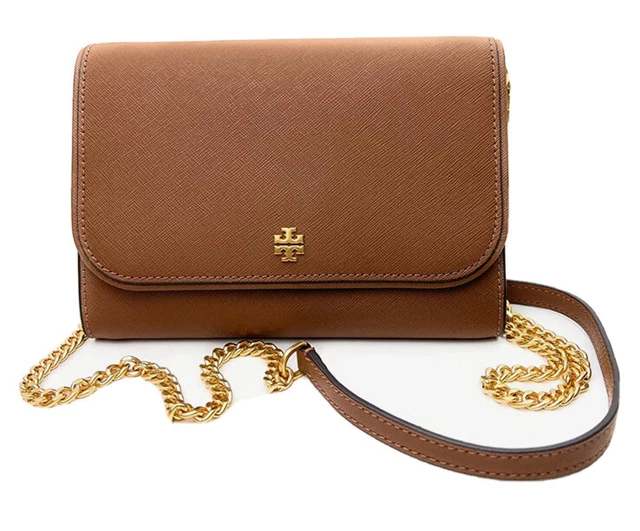 Tory Burch Emerson Chain Wallet Leather Moose Color Cross Body Bag NWT