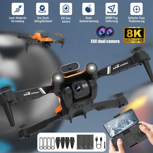Mini Faltbar WiFi FPV Drohne Mit 8K HD Kamera GPS Selfie RC Quadrocopter Drone