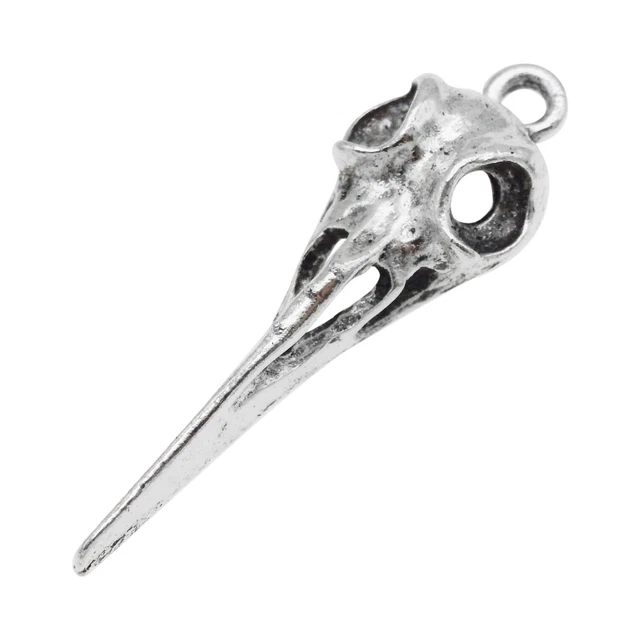 20pcs Vintage Silver Alloy Bird Raven Skull Pendant Charms Jewelry DIY Findings
