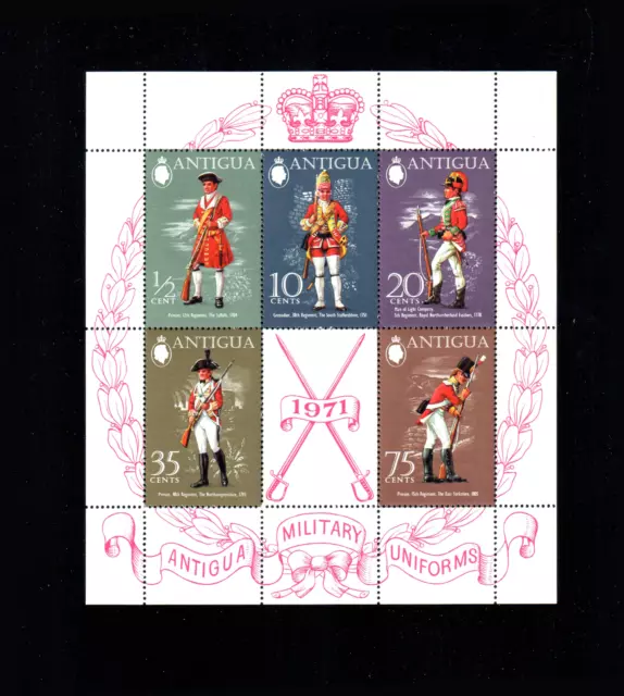 Antigua Scott 278a 1970 Military Uniforms Souvenir Sheet VF+++ MNH