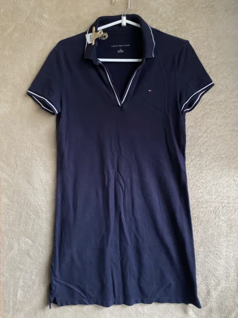 Tommy Hilfiger Casual Polo Dress Size S Womens Navy Logo Short Sleeve