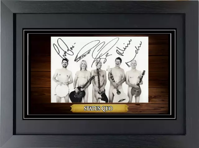 Status Quo mounted signed autograph presentation.. Inc free gift.