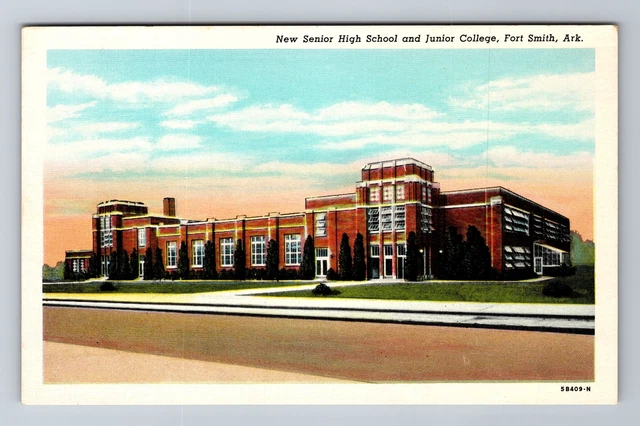 Fort Smith AR-Arkansas, New High School and Junior College, Vintage Postcard