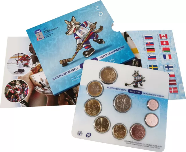 3,88 Euro Slowakei KMS Kursmünzensatz Kursmünzsatz st 2011 Eishockey WM