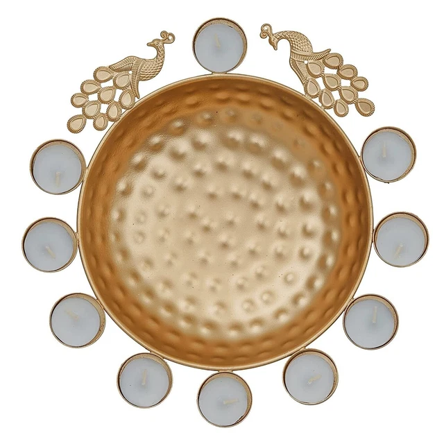Peacock Urli Bowl, Diwali Pooja Urli, Traditional Home Decor Gift, Urli 12" 2