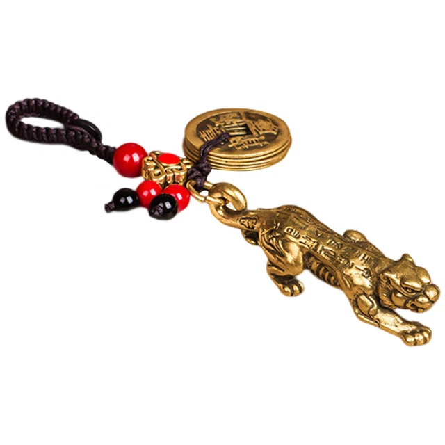 Copper Tiger Pendant Copper Tiger Coin Statue for Keychain Tiger décor