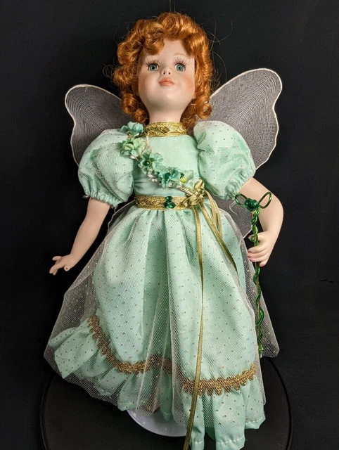 Paradise Gallery Shannon The Shamrock Fairy 13" Porcelain Doll w/Stand