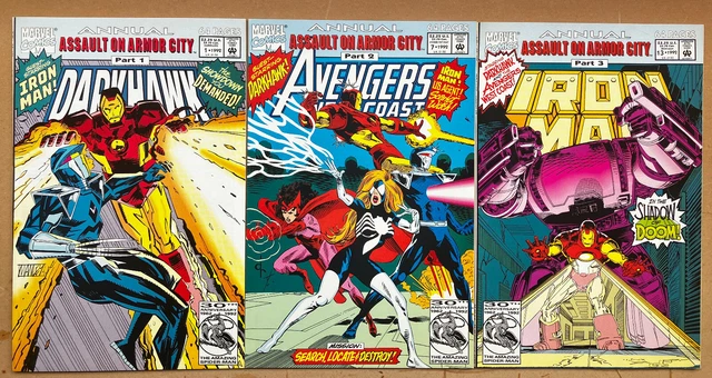 Iron Man Annual #13, Darkhawk Annual #1, Avengers West Coast #7,  Est: NM 9.8