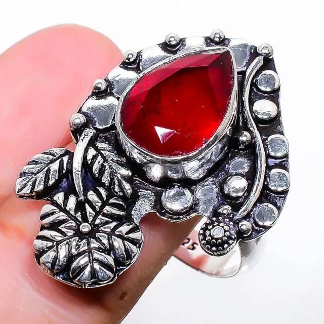 Mozambique Garnet Gemstone 925 Sterling Silver Jewelry Ring Size 10 Easter