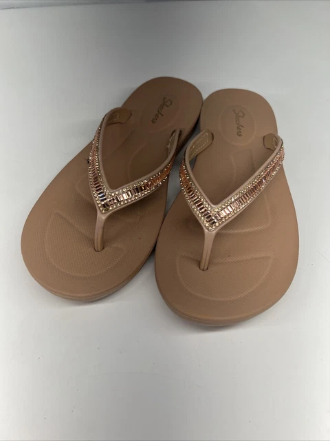 SKECHERS BUNGALOW POOL Side Summr Sandals Womens 8 Rhinestone Flip