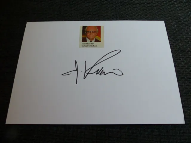 EPHRAIM KISHON Signed Autograph on 15x21cm Index Card InPerson LOOK