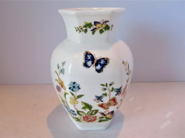 Vintage Aynsley "Cottage Garden" Vase Bone China England Flowers Butterflies