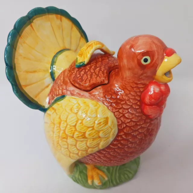 Vintage Applause Turkey Teapot Thanksgiving Christmas Ceramic Bird Lidded Lid