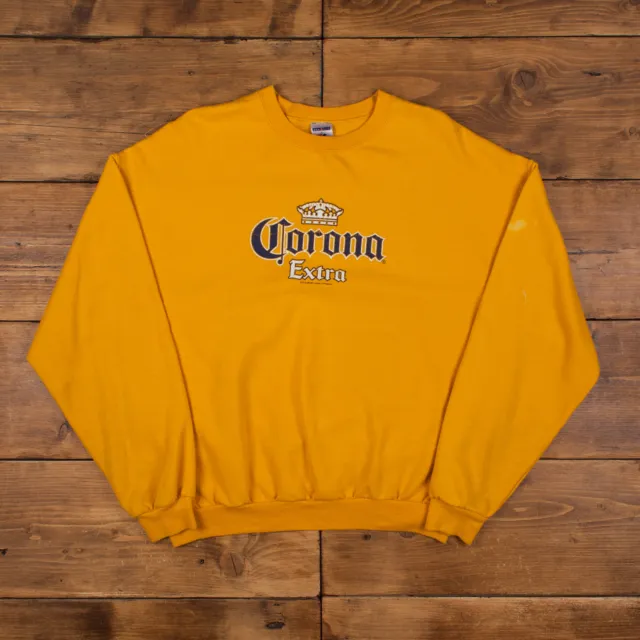 Vintage Jerzees Graphic Sweatshirt XL Corona  Faded Yellow Logo Roundneck